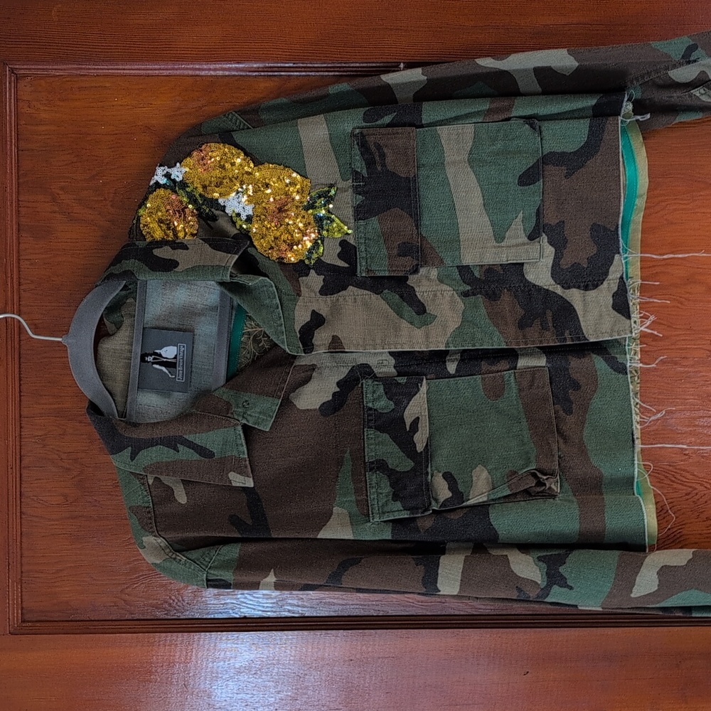 Josie Bruno Vintage Cropped Reworked Army Jacket - Picture 2 of 8